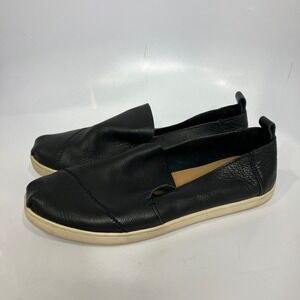 Toms Paxton slip on loafers black leather women's size 8.5 casual neutral trendy